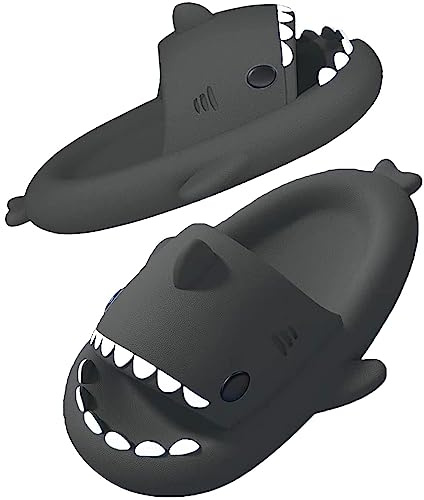 SAGUARO Chaussons Homme Femme Maison Confortable Claquettes Requin Adulte Maison Piscine Plage Décontractées Pantoufles Bain Douche Antidérapantes Chaussures Requin Noir 44/45