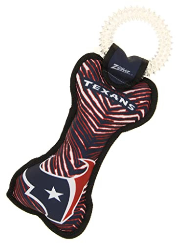 Zubaz NFL Team Logos and Colors Ring Tug Toy with Squeaker for Dogs, Houston Texans