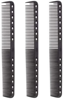 Carbon Fine Cutting Comb Set - 3 Pieces Fibre Hair Cutting Combs for Salon Hairdressing and Barber - Heat Resistant