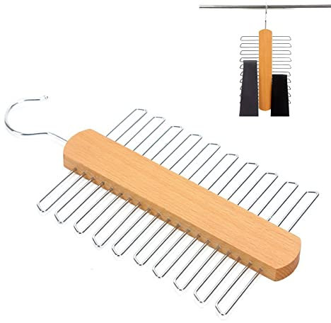 Krawattenbügel Holz, Krawattenhalter um 360° Drehbar, Krawattenhalter Aufbewahrung, Krawattenbügel aus Holz, Krawatten, Gürtel, Schals, Accessoires und Mehr