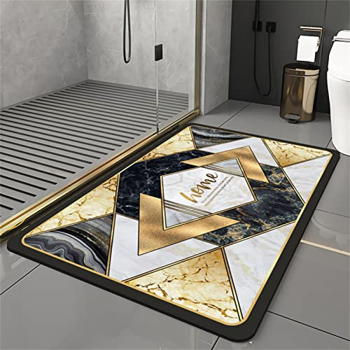 Aoojlo Badematte rutschfest, Badvorleger, Badteppich rutschfest Waschbar, Softmath Badematte Schnelltrocknend, Badematten, Bath Mats, Absorbierende Badematte Groß, Duschvorleger (Golden-80x120cm)