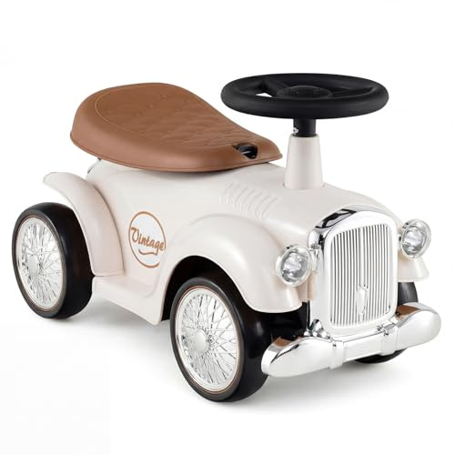 COSTWAY Ride on Car, Toddler Foot to Floor Sliding Walker with Under-seat Storage, Steering Wheel, Air Horn, Push Along Cars for 18-36 Months (White)
