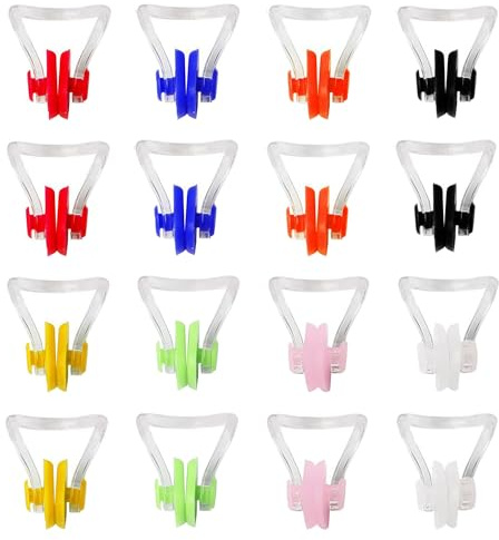 SYEYCW 16 Piezas Pinzas Nariz Natacion, Silicona Impermeable Clip, Nasales de Silicona para Nadar Reutilizable, Clips de Nariz para Nadar, para Adultos, Principiantes Nadadores, 8 Colores