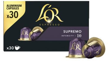 L Or Espresso Supremo Cafe en capsules (intensite 10) - La boite de 30, 156g