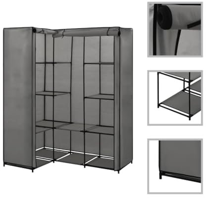 Willood Eckkleiderschrank Grau 130 x 87 x 169 cm