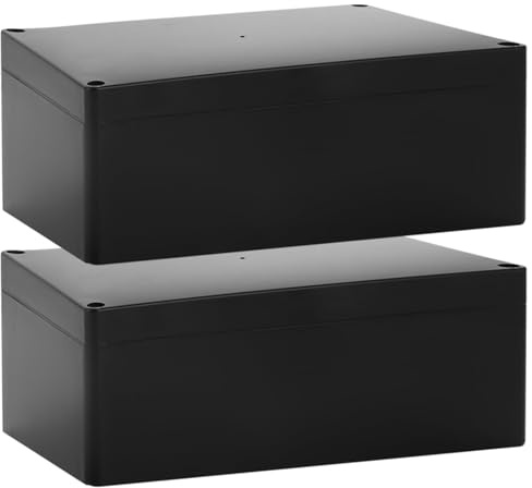 YAYODS 2 cajas de derivación negras – 200 x 120 x 75 mm carcasa electrónica – caja de derivación para superficie – caja de conexiones impermeable IP65 – Caja de distribución de plástico ABS para