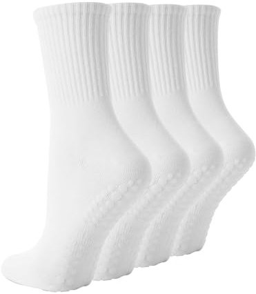BONANGEL Calcetines Pilates Mujer Antideslizantes Calcetines Yoga Pilates Cortos Transpirables para Yoga, Reformer Pilates, Baile, Fitness, Ballet para Mujer Madre Embarazada 4 Pares