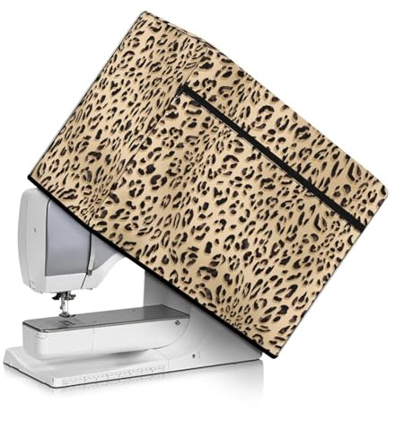 Suhoaziia Cubierta antipolvo para máquina de coser con estampado de leopardo con bolsillo frontal con cremallera para accesorios de costura, se adapta a la mayoría de máquinas estándar para decoración