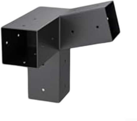 Pergola-Halterungs-Set für schräge Dach-Wandhalterung, 10,2 x 10,2 cm, Pfosten, Hardware, 3-Wege- und unidirektionale Konfigurationen, schwarzer Stahl, Pavillon-Zubehör, Outdoor-Bauset mit Schrauben