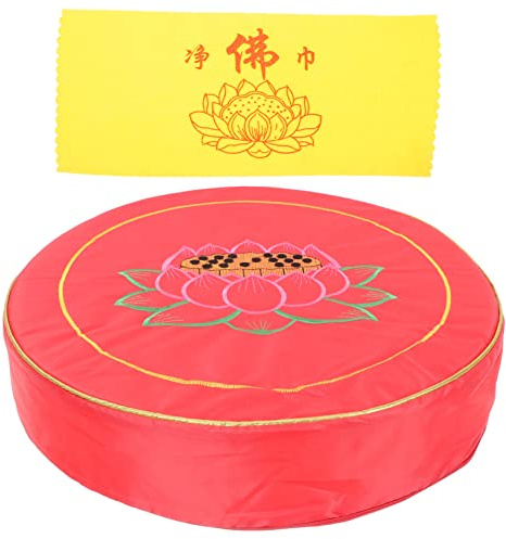 EPIGEIST Cuscino per Meditazione e Preghiera Rotondo Resistente, Spessore 8 Cm, Imbottitura Confortevole, Motivi a Loto Ricamati, Leggero e Compatto per Uso Domestico e Spirituale