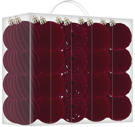 40 Stück Weihnachtskugeln Samt Bordeaux,Christbaumkugeln Bordeaux,Christbaumschmuck,Weihnachtsbaumschmuck, Ceihnachtsbaumkugeln,Tannenbaum Kugeln,Weihnachts Kugeln,Weihnachtsbaumkugeln,Baumkugeln