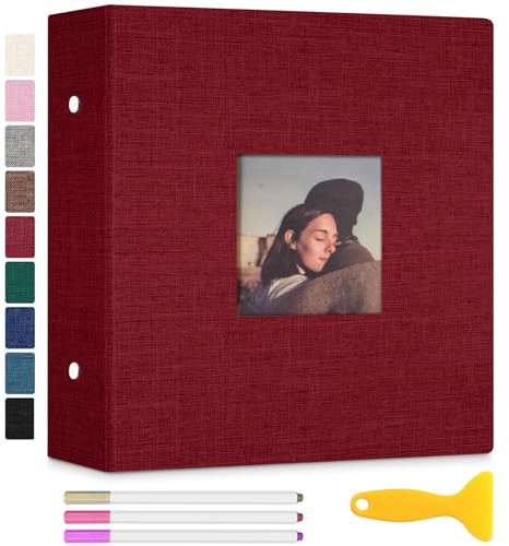 Zesthouse Photo Album Self Adhesive with Picture Display Window, 3-Ring Scrapbook Albums 60 Pages Holds 8x10 5x7 4x6 Photos, DIY Photo Book Ideal Gift for Family Wedding Baby