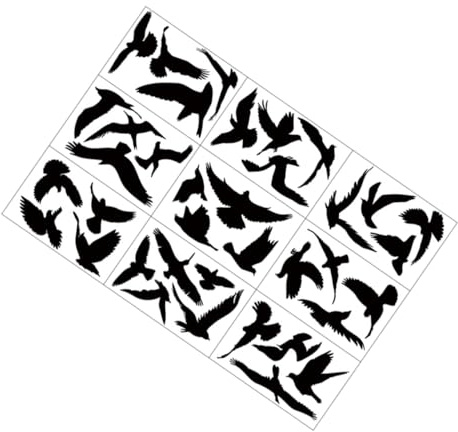 MAGICLULU 9 Hojas Pegatinas Anticolisión para Ventanas con Diseño de Negro de Vinilos Estáticos para Protección de Aves Instalación y Limpieza Sin Residuos Daños
