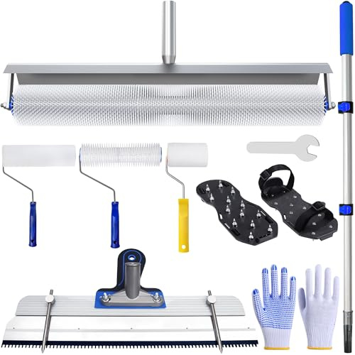 Self Leveling Concrete Tools Kit, 20 Inch Spike Roller, Epoxy Floor Tools