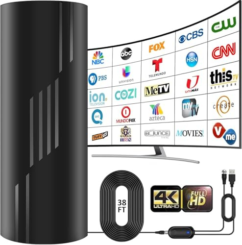3500+ Miles Range TV Antenna,2026 Digital TV Antenna Indoor Outdoor with Strongest Amplifier, 360°Reception HD Antenna for Local Channels for Smart/Old TVs-38ft Coax Cable-Support 8K 4K 1080p ATSC 3.0