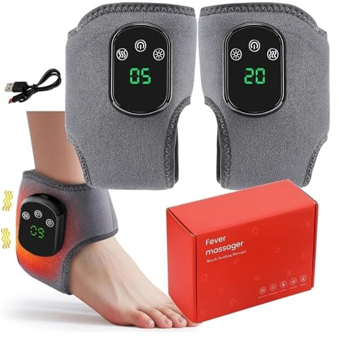 Fot- och ankelmassageapparat med värme och vibrationer, med 3 lägen och 4 värmenivåer, med smart timer, touchkontroll, kompakt en storlek design för hem eller resor (2)
