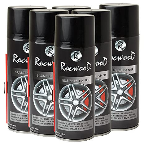 RocwooD 6 x Brake Cleaner Spray Aerosol 450ml Can Removes Brake Fluid Oil Grease
