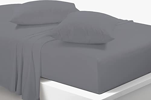 Extra Deep 40cm Fitted Sheets Easy Care Polycotton Cotton Rich Deep Fitted Bed Sheets (Grey, Super King)