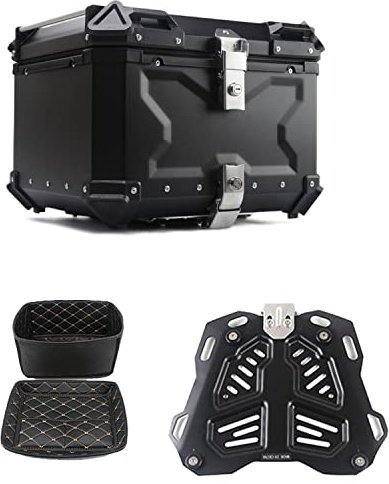 Wnanch Aluminium Motorradkoffer & Gepã Topcase 28L 36L 45L 55L 65L 80L 100L Top Case Roller Koffer Mit 2 Schlüsseln Helmkoffer für Elektromobil(C-55L)