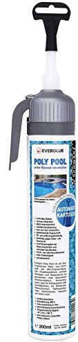 Everglue Poly Pool 1K MS-Polymer Colle de montage pour collage et étanchéification sous l'eau, sans silicone, résistante aux UV, reste élastique en permanence, cartouche automatique de 200 ml, colle