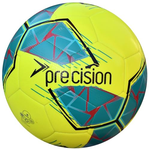 Precision Fusion FIFA Basic Training Ball, All-Weather, IMS Certified, Official, Highly Durable, 3.5mm Eva Foam, Yellow, Teal, Cyan, Size Ball 5