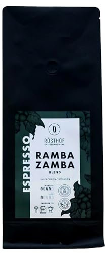 RÖSTHOF Kaffeehandwerk I Kaffeebohnen Rambazamba 1kg, ganze Bohne, frisch und schonend von Hand geröstet, Cafe Crema Espresso Kaffeevollautomat Kaffeemaschine Barista Kaffee Bohnen Roasted Coffee