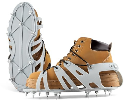 Anskyloe Epoxy Shoes, Spiked Wrap Around Shoes with 1 Short Spikes for Garage Floors, Self Leveling Floor Overlays, Cover Installation - Gray