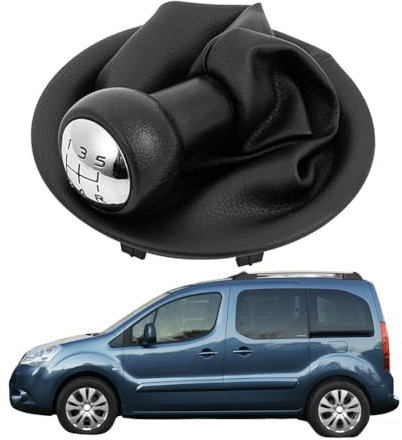 TXBZQKJ Pommeau De Levier De Vitesse Soufflet pour Citroen Berlingo Multispace 2008-2018, 5 Vitesses Voiture Couvercle Anti-PoussièRe en Cuir Noir du Cadre Kit Remplacement