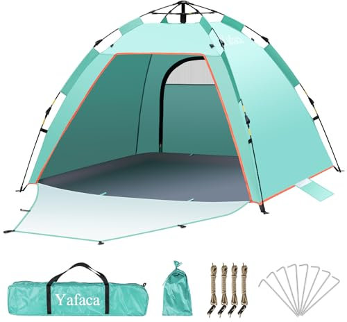 Yafaca Strandmuschel, 1-3 Personen Automatische Pop Up Zelt, Großes UV Schutz 50+ Sonnenschutz Tragbar Zwei Türen Leichtes Pop Up Strandzelt für Garten, Fischen, Picknick