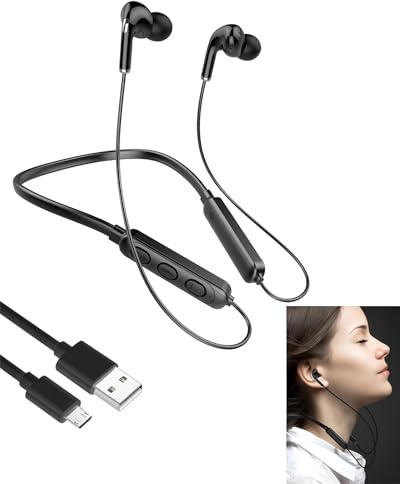 Écouteurs Bluetooth 5.1 avec tour de cou - Écouteurs filaires - Avec micro antibruit - Magnétique - Léger - Pour la course à pied - Étanche - Pour le cyclisme, l'entraînement, la salle de sport à la