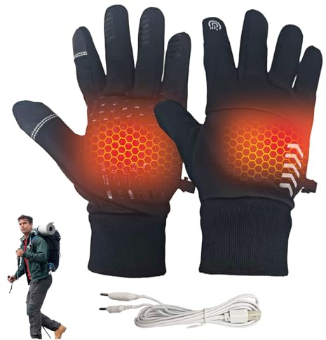 Carreuty Elektrisch Beheizte Handschuhe Winter USB, beheizte Handschuhe Touchscreen Wasserdicht für Damen und Herren für Motorrad, Radfahren Reiten Jagd Angeln Ski Camping