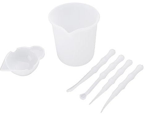4 st återanvändbara tvättbara silikonharts blandningsmätning delade koppar verktygssats pinnar sked UV epoxi smycken verktyg formar för gjutning för gjutning för formsatser handgjutning tillverkning