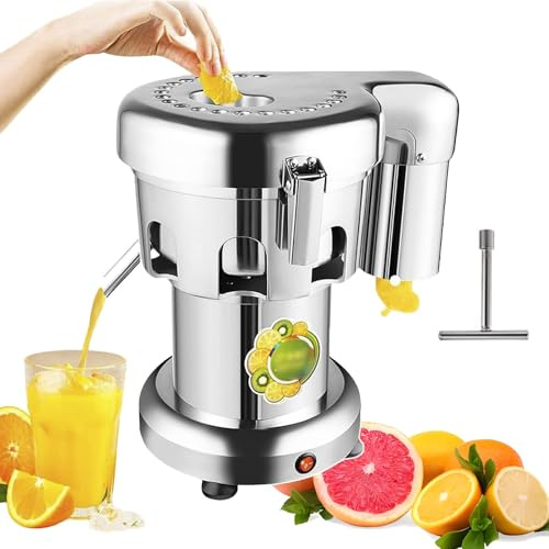 Estrattore di Succo Commerciale,spremiagrumi Elettrico a Freddo for Impieghi Pesanti da 2800 giri/min,Estrattore di Succo centrifugo in Acciaio Inossidabile da 370W for Frutta e Verdura Nutrienti