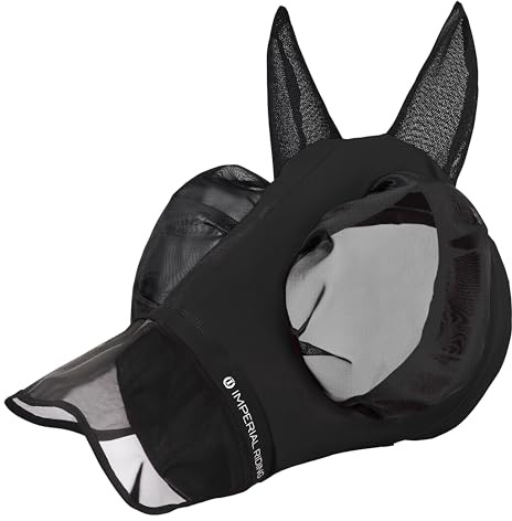 Imperial Riding Máscara antimosca con Protector Nasal, Color Negro