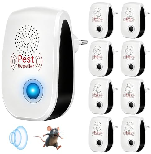 8 Pack Repellente Ad Ultrasuoni Anti-Roditori Insetti, Ultrasuoni Anti Zanzara Ultrasuoni Mouse E Ratti, Interno Repellente Elettronica Insetti Per Anti Topo, Zanzare Ratti Formiche Ragni