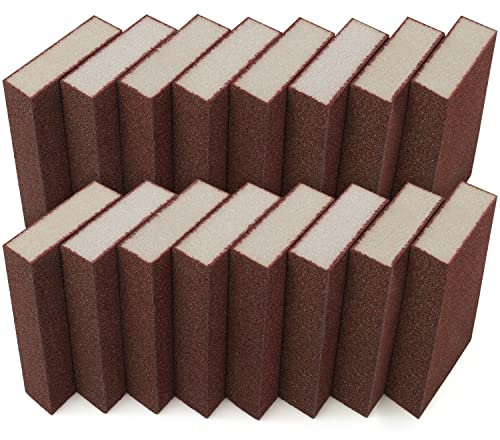 Belle Vous Pack de 16 Set de Lija Esponja Abrasiva Kit Bloque de Lija Húmeda y Seca – Lija Lavable y Reutilizable - Grano 70 Ideal para Madera, Metal y Pulido de Pared