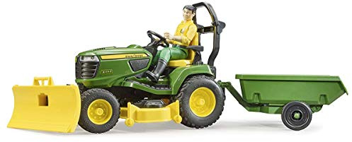 Bruder 09824 bworld John Deere Lawn Tractor w Trailer and Gardener
