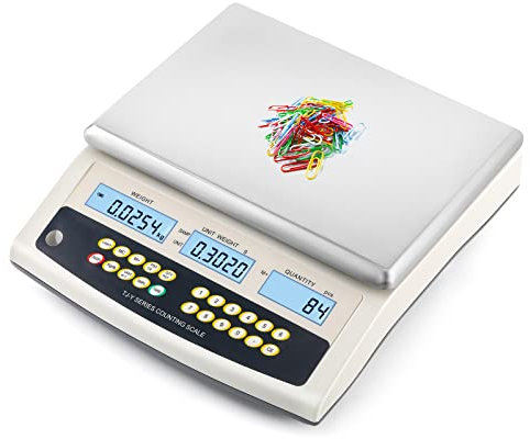 Bonvoisin Digitale Zählwaage 6kg x 0,1g- Industriewaage mit All-in-One-Funktionen (Tara, Zählen, Alarm) & RS232 - Hochpräzise Waage für Teile und Münzen - Mit Wiegeplattform und wiederaufladbarem Akku