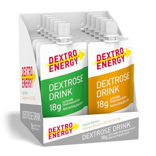 Dextro Energy Apple and Orange Flavour Dextrose Drink | 18g of Fast Acting Glucose | Liquid alternative to Dextro Glucose Tablets | Ready to Drink, Easy to Consume, Re-Sealable | 50ml Pack of 12