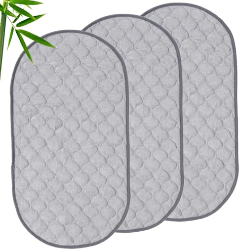 Yuehuamech 3-Pack Diaper Changing Mat, Cotton Breathable Waterproof Changing Pads, Washable Reusable, Grey