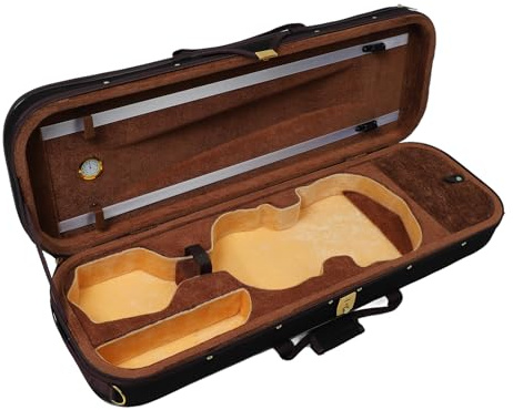 HOHXFYP Étui pour Violon 4/4, Intérieur en Peluche, Étui Rigide Léger pour Violon 4/4 Pleine Grandeur Avec Hygromètre, Bretelles Réglables, Étui pour Violon Rectangulaire Portable en Tissu Oxford