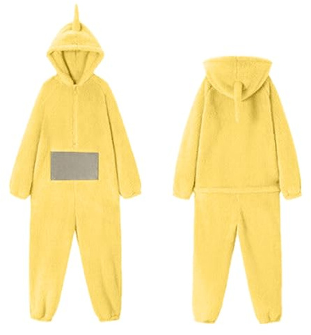 Costume da Adulto, Pigiama Lungo da Donna Onesie, Pigiama da Donna, Unisex, con Animale, Costume da Cosplay, Homewear in Pile, Intero con Cappuccio, Biancheria da Notte, Giallo., M