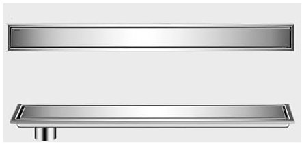 JSDQQG 2 En 1 Enlosable De Doble Cara,Rectangular Desague Ducha,Canaleta De Ducha De Acero Inoxidable,Drenaje Lateral,Plata,10 * 60cm