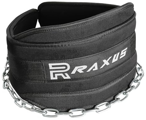 RAXUS Ceinture lestre avec 2 mousquetons - Ceinture de Musculation, Levage, Gym, Powerlifting, Weightlifting - Dip Belt - Homme et Femme