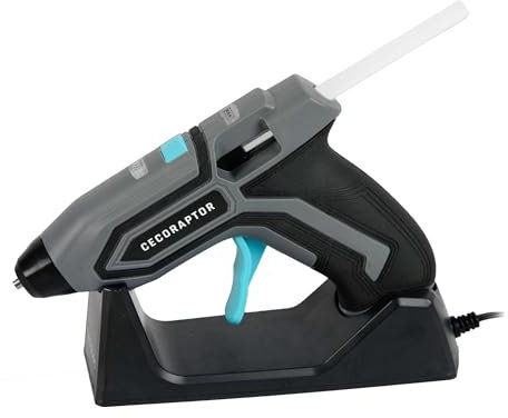Cecotec Pistola de Encolar sin Cables, CecoRaptor Perfect Fix, Batería de 3.7 V y 1500 mAh, Diámetro Barra 7 mm y 140 mm de Largo, Calentamiento 90 s, Autonomía hasta 30 min