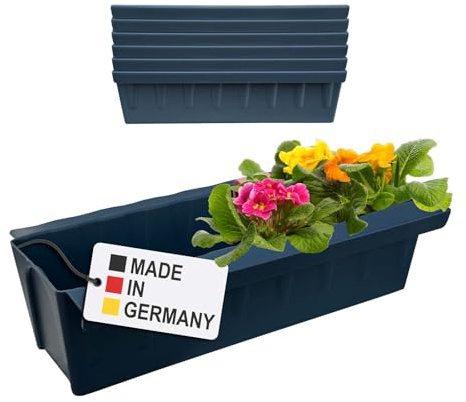 Hossi's Wholesale 6 europaletter blomlådeinsatser | med hängsystem för upphängning | 37,3 cm antracit | växtlåda för europeisk pallpall | balkonglåda | blomkruka | extremt stabil