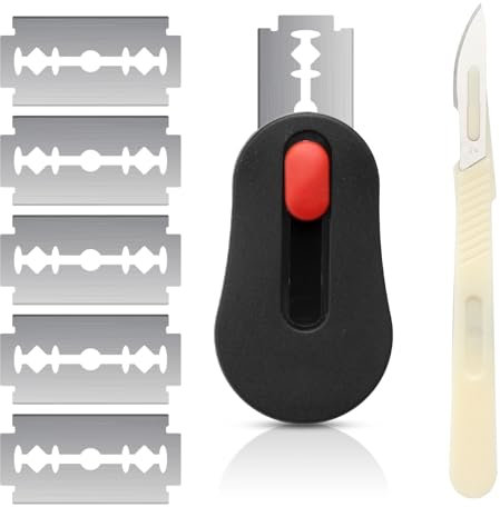 ZMDMAH Coltello da panettiere con 5 lame di rasoio Pane Accessori per la panificazione Lama per pane la pasta con bordo dritto Coltello per pasta Adatto per pane, baguette, panini 7 × 4 cm