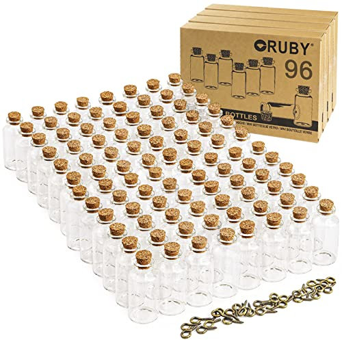 RUBY Reagenzglas mit Korken 25ml Glasflaschen mit Korken 96 Stück Kleine Glasflaschen Zum Befüllen 30 x 60mm Mini Flaschen für Gastgeschenk, Gewürzgläser, Hochzeit Gefälligkeiten, Deko Weihnachten