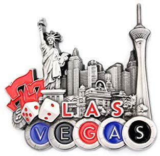 3D - LAS VEGAS Nevada USA - Fridge Magnet Metal Sticker City Holiday Souvenir Travel Memory on Refrigerator Gift