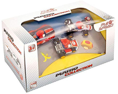 Pull & SPEED - 15813016 - Carrera Pull & Speed I Mario Kart - Mario 3Pack I Aufziehauto Rennauto I Pull and Speed Auto mit Rückziehmotor I Für Jungs und Mädchen ab 6 Jahren & Erwachsene I Rennbahn